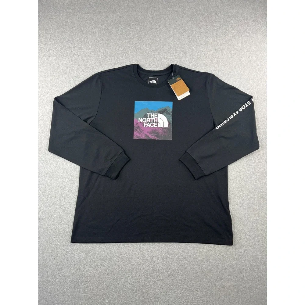 The North Face Logo Play Shirt Mens 2XL Black Long Sleeve Crew Neck Standard Fit